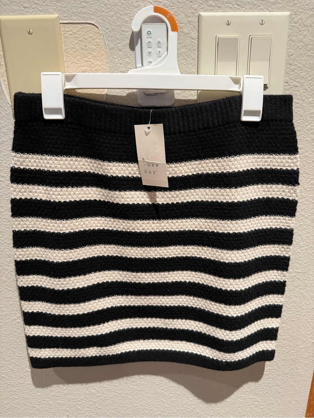 Brand New - A New Day - Size Small - Black and Cream Striped Knit Mini Skirt
